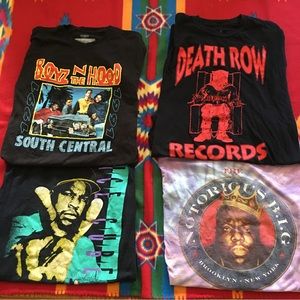 4 Hip Hop Rap Streetwear Tshirts (Boyz N Hood**Death Row**Ice Cube**B.I.G.)
